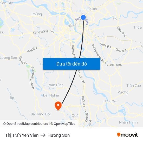 Thị Trấn Yên Viên to Hương Sơn map