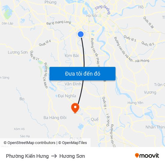Phường Kiến Hưng to Hương Sơn map