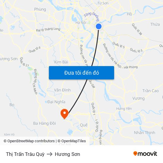 Thị Trấn Trâu Quỳ to Hương Sơn map