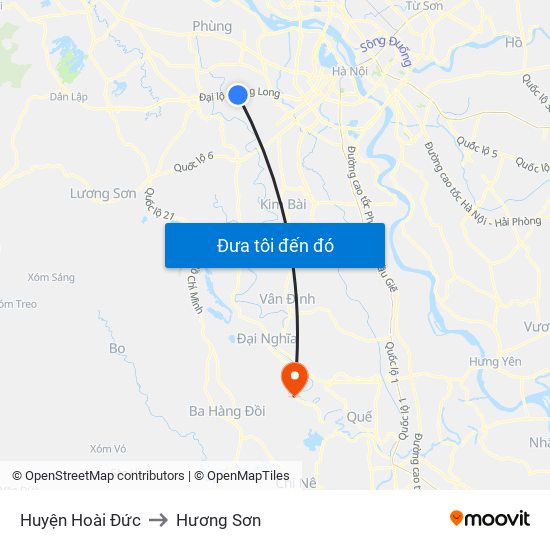 Huyện Hoài Đức to Hương Sơn map