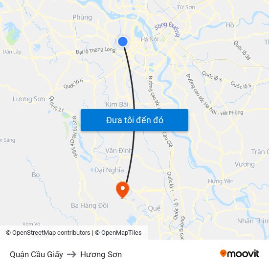 Quận Cầu Giấy to Hương Sơn map