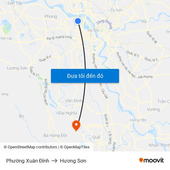 Phường Xuân Đỉnh to Hương Sơn map