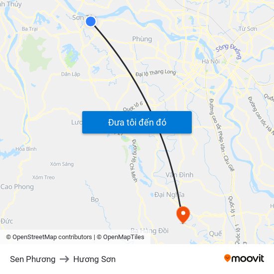 Sen Phương to Hương Sơn map
