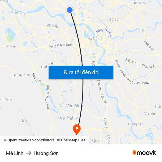 Mê Linh to Hương Sơn map