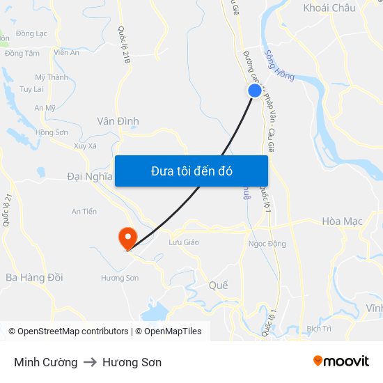 Minh Cường to Hương Sơn map