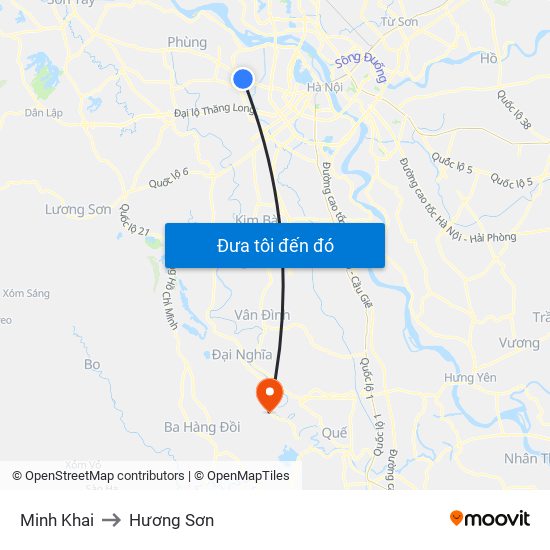 Minh Khai to Hương Sơn map