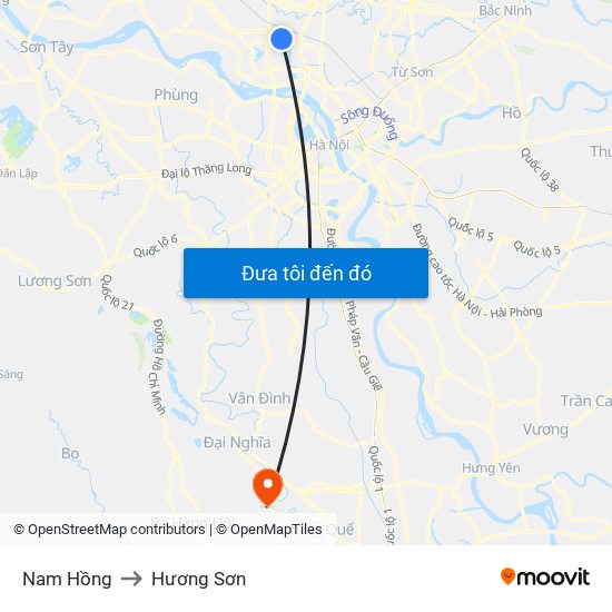 Nam Hồng to Hương Sơn map