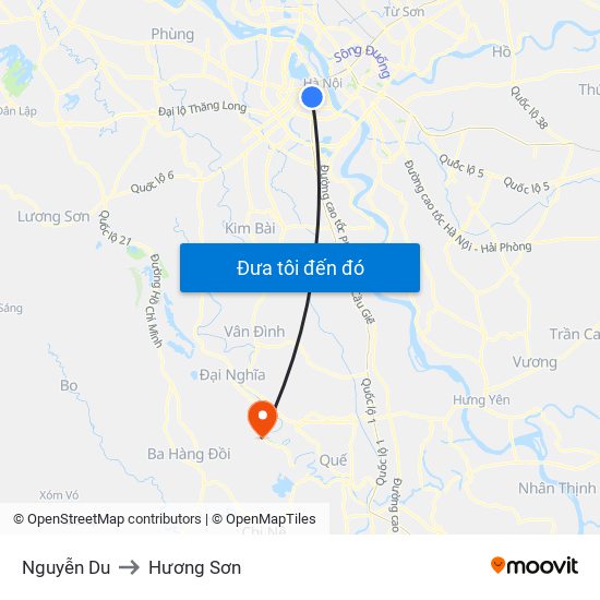 Nguyễn Du to Hương Sơn map