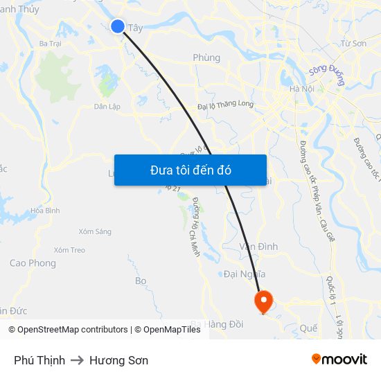 Phú Thịnh to Hương Sơn map