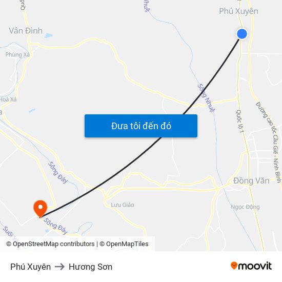 Phú Xuyên to Hương Sơn map