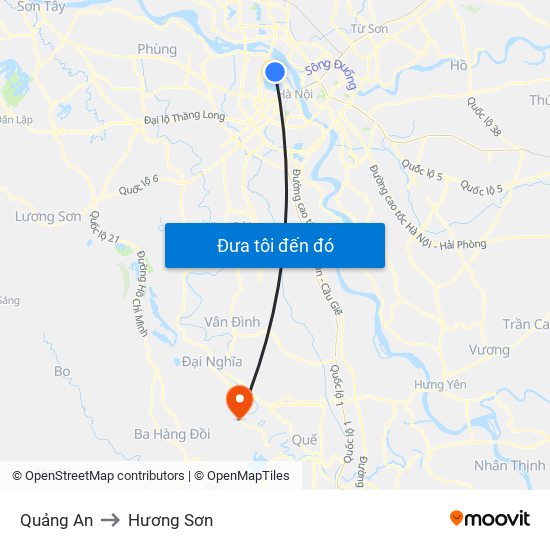 Quảng An to Hương Sơn map