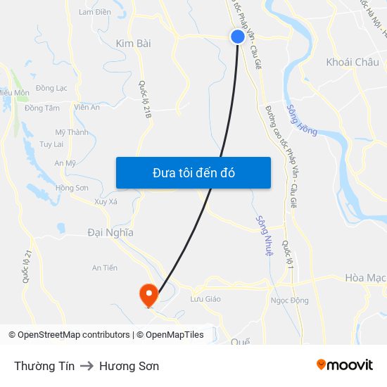 Thường Tín to Hương Sơn map