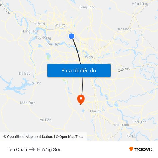 Tiền Châu to Hương Sơn map