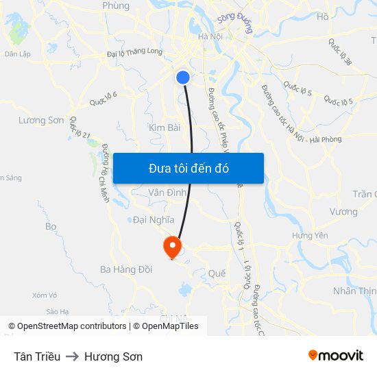 Tân Triều to Hương Sơn map