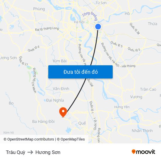 Trâu Quỳ to Hương Sơn map