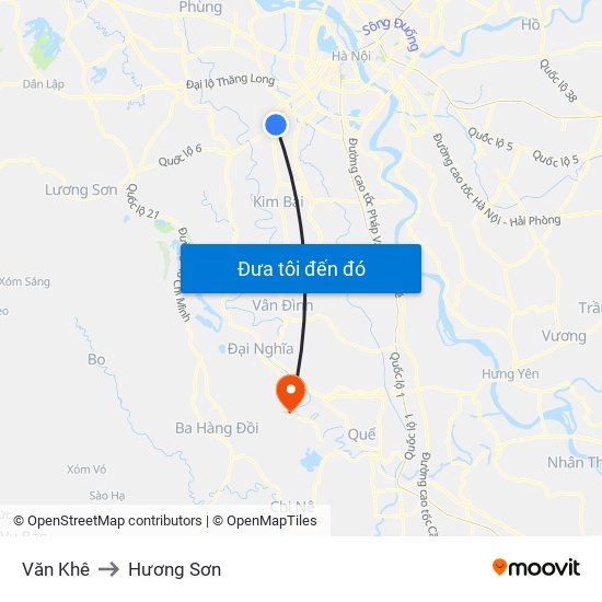 Văn Khê to Hương Sơn map