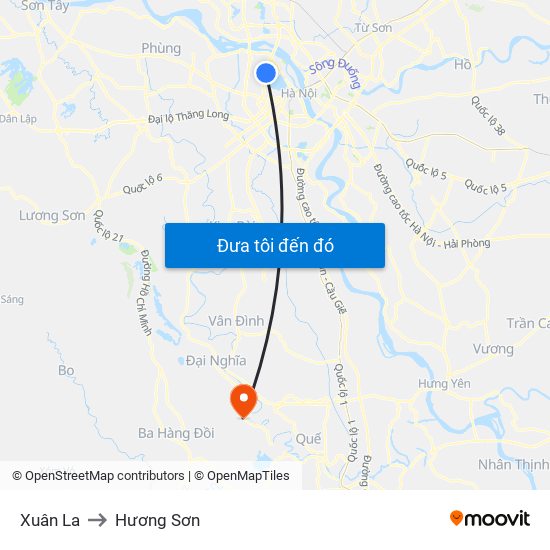 Xuân La to Hương Sơn map