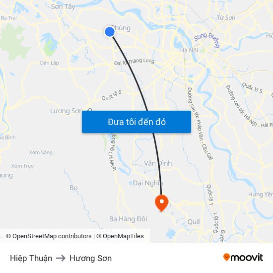 Hiệp Thuận to Hương Sơn map