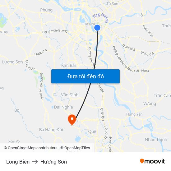 Long Biên to Hương Sơn map