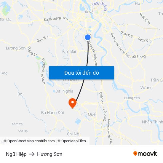 Ngũ Hiệp to Hương Sơn map