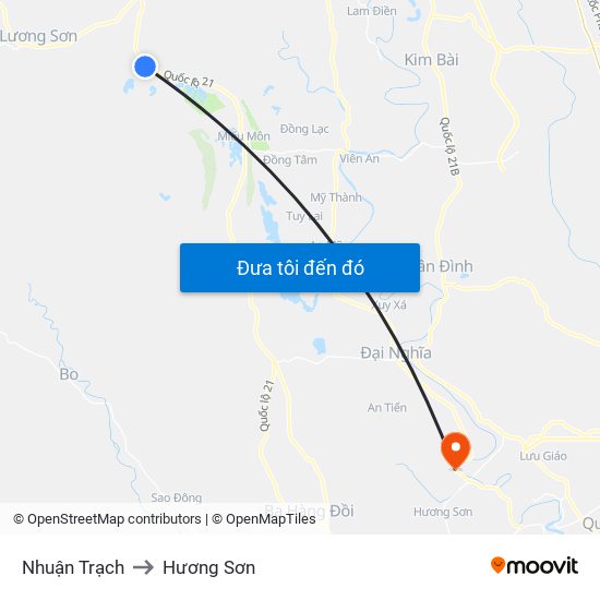 Nhuận Trạch to Hương Sơn map