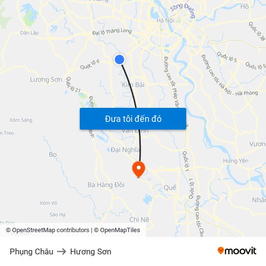 Phụng Châu to Hương Sơn map