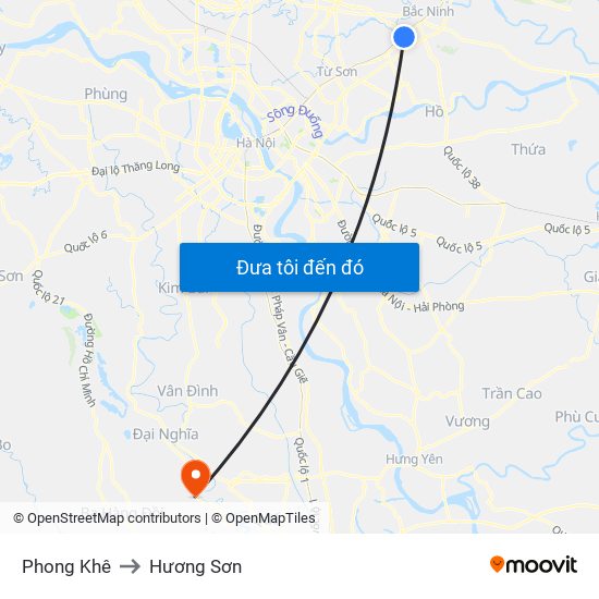 Phong Khê to Hương Sơn map