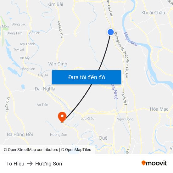 Tô Hiệu to Hương Sơn map