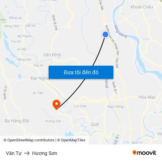 Văn Tự to Hương Sơn map