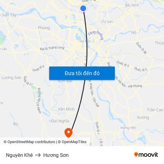 Nguyên Khê to Hương Sơn map