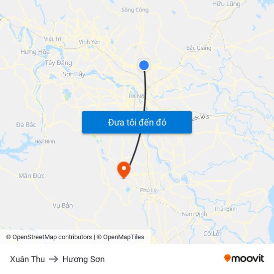 Xuân Thu to Hương Sơn map