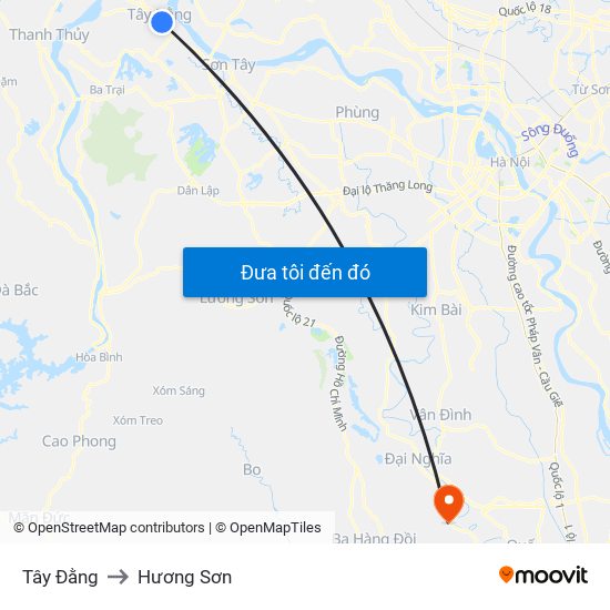 Tây Đằng to Hương Sơn map