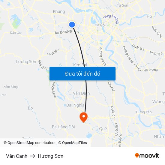 Vân Canh to Hương Sơn map