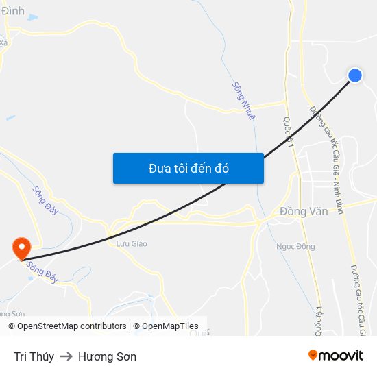 Tri Thủy to Hương Sơn map