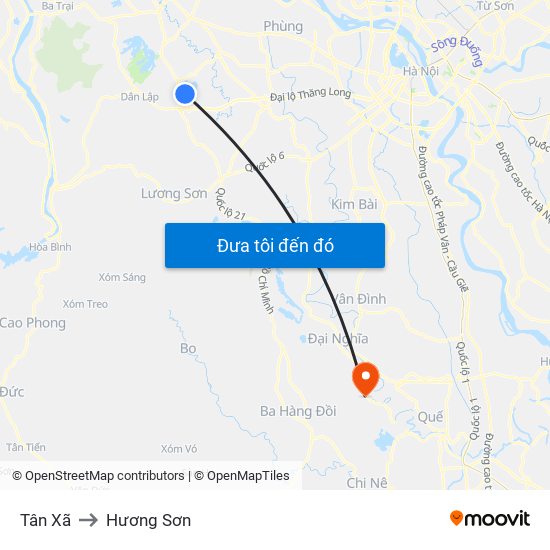 Tân Xã to Hương Sơn map