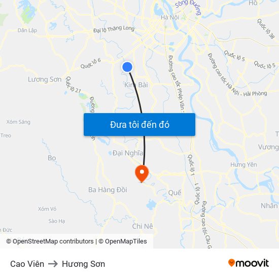 Cao Viên to Hương Sơn map