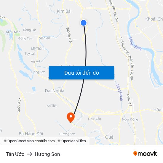 Tân Ước to Hương Sơn map