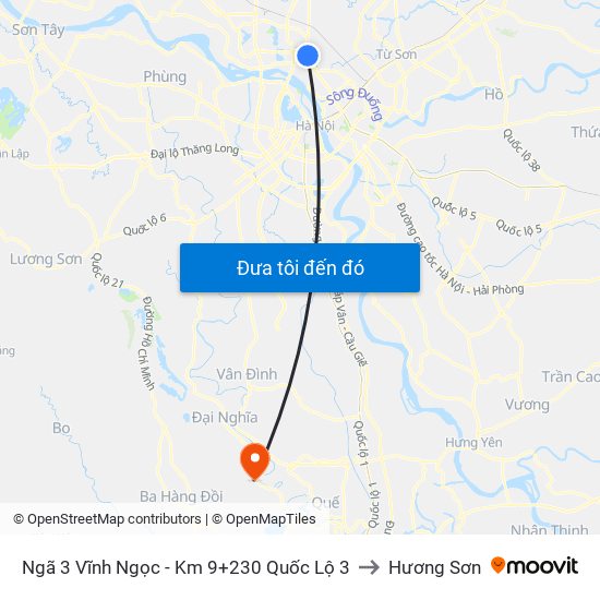 Ngã 3 Vĩnh Ngọc - Km 9+230 Quốc Lộ 3 to Hương Sơn map