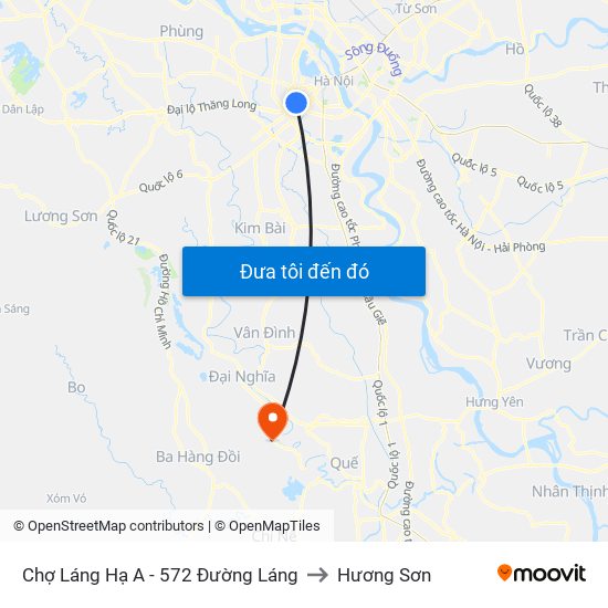 Chợ Láng Hạ A - 572 Đường Láng to Hương Sơn map