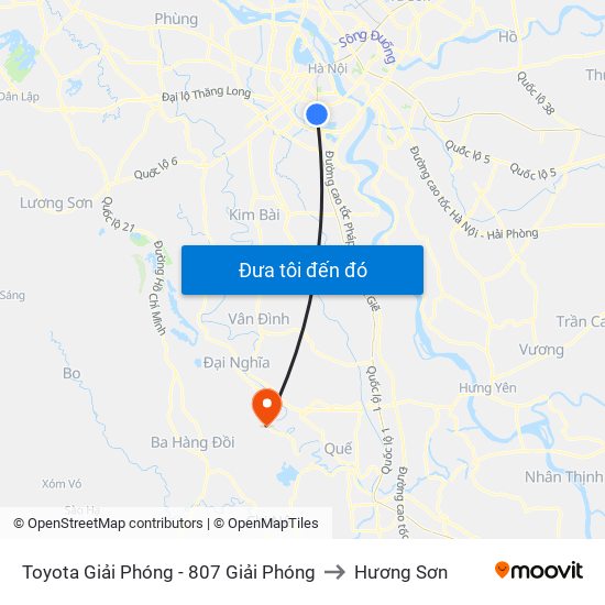 Toyota Giải Phóng - 807 Giải Phóng to Hương Sơn map