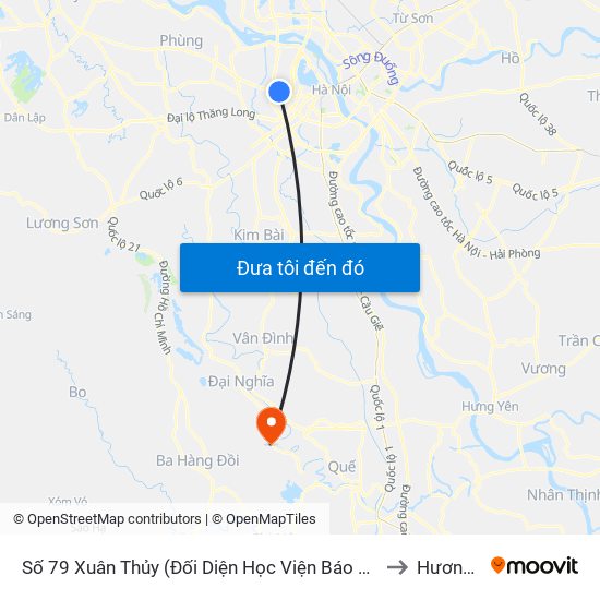 Số 79 Xuân Thủy (Đối Diện Học Viện Báo Chí Và Tuyên Truyền) to Hương Sơn map