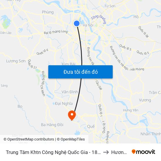 Trung Tâm Khtn Công Nghệ Quốc Gia - 18 Hoàng Quốc Việt to Hương Sơn map