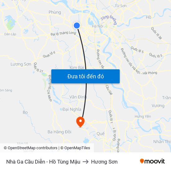 Nhà Ga Cầu Diễn - Hồ Tùng Mậu to Hương Sơn map