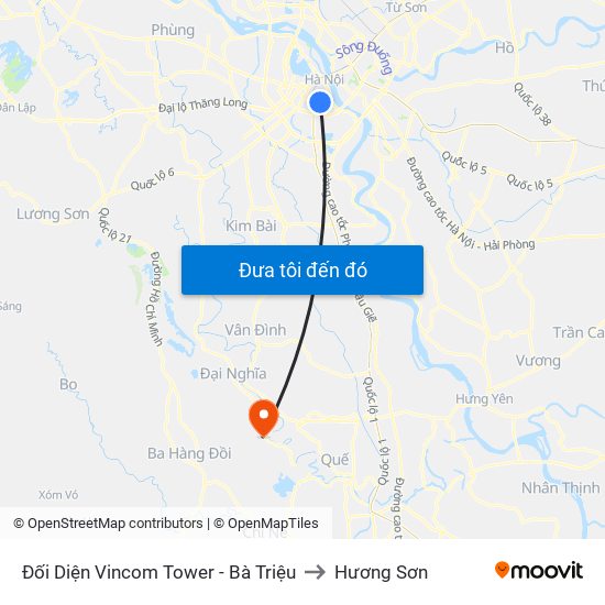 Đối Diện Vincom Tower - Bà Triệu to Hương Sơn map