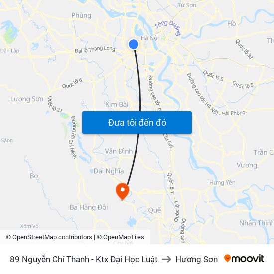 89 Nguyễn Chí Thanh - Ktx Đại Học Luật to Hương Sơn map