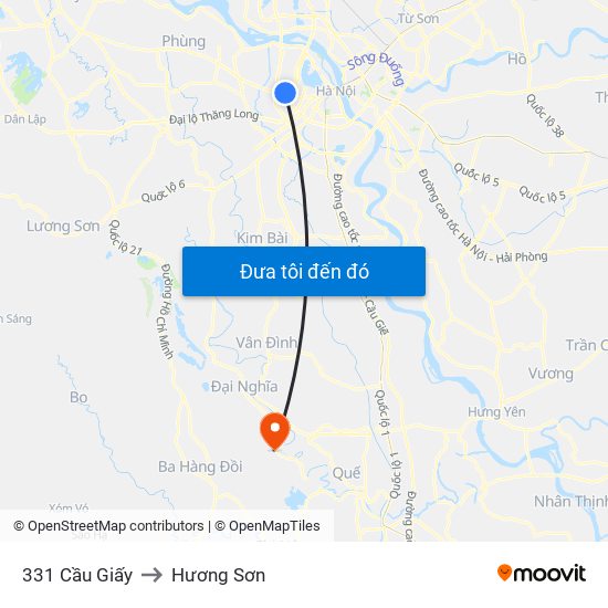 331 Cầu Giấy to Hương Sơn map