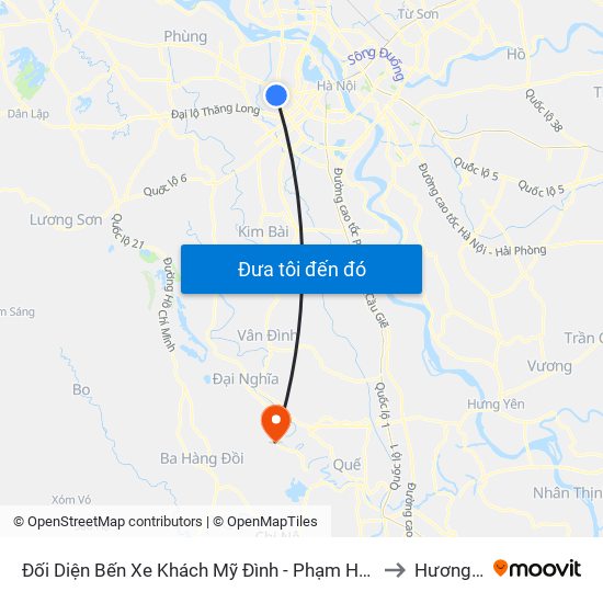 Đối Diện Bến Xe Khách Mỹ Đình - Phạm Hùng (Cột Trước) to Hương Sơn map