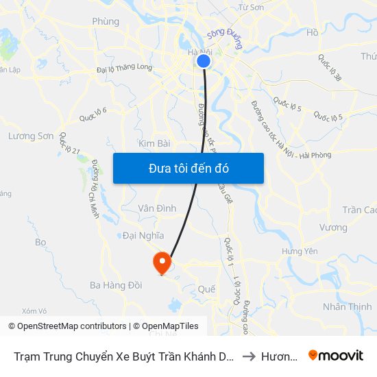 Trạm Trung Chuyển Xe Buýt Trần Khánh Dư (Khu Đón Khách) to Hương Sơn map