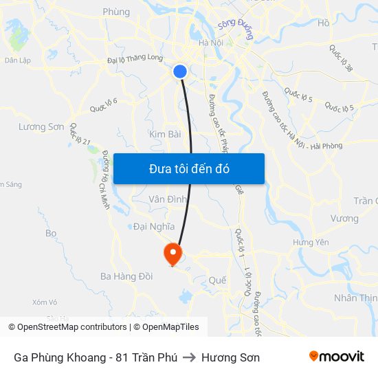Ga Phùng Khoang - 81 Trần Phú to Hương Sơn map
