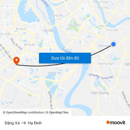 Đặng Xá to Hạ Đình map